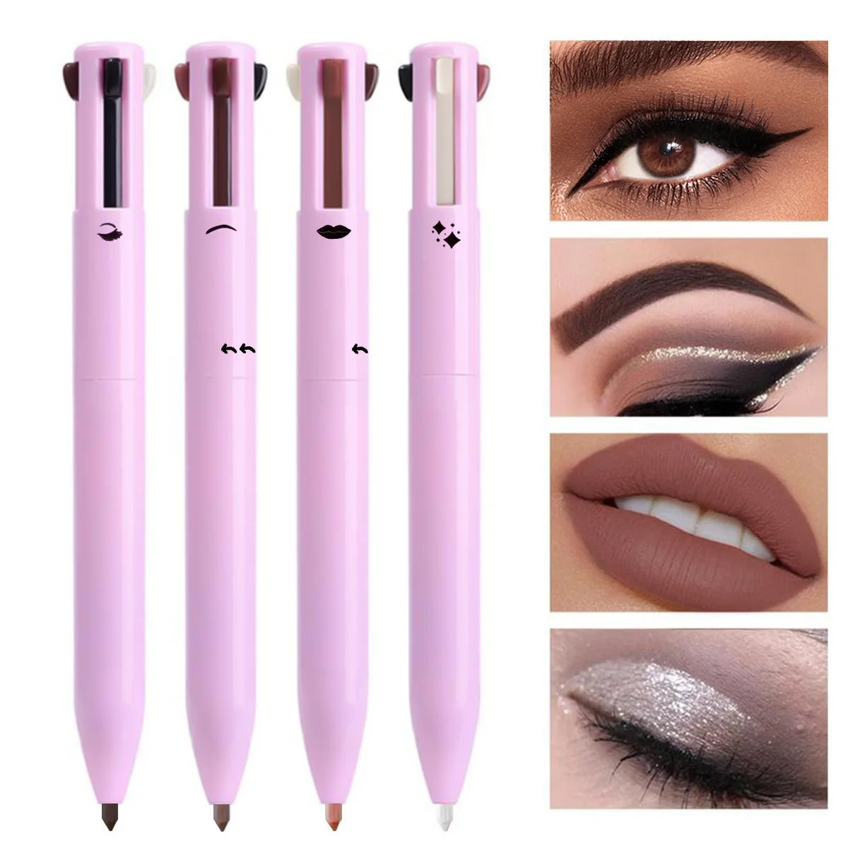 👉 Stylo Maquillage 4-en-1 Glamixir™ | Crayon Multifonction Lèvres, Yeux & Sourcils