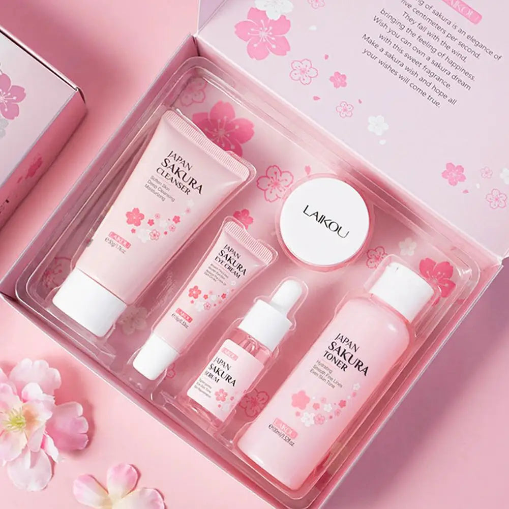 GLAMIXIR SakuraGlow™ – Coffret de Soin Visage 5-en-1 Hydratant & Illuminateur